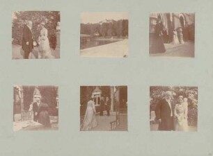 links oben: Großherzog Friedrich I. von Baden und Großherzogin Luise im Garten von Schloss Mainau Mitte oben: Blick auf Schloss Mainau rechts oben: Großherzog Friedrich I. von Baden und Großherzogin Luise vor Schloss Mainau links unten: Großherzog Friedrich I. von Baden und Großherzogin Luise vor Schloss Mainau Mitte unten: Großherzog Friedrich I. von Baden und Großherzogin Luise vor Schloss Mainau rechts unten: Großherzog Friedrich I. von Baden und Großherzogin Luise im Garten von Schloss Mainau