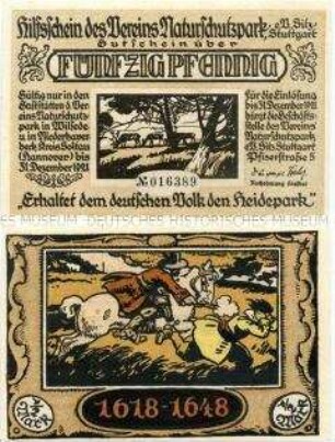 Stuttgart, Notgeldserie Verein Naturschutzpark, 50 Pfennig