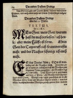 Die andere Passion-Predigt über den 22 Psalm.
