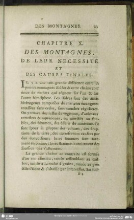 Chapitre X. Des Montagnes, de leur nécessité et des causes finales