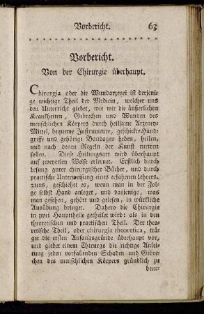 Vorbericht. Von der Chirurgie überhaupt.
