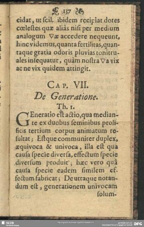 Cap. VII. De Generatione