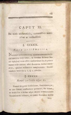 Caput XI. De notis arithmeticis, numeralibus nominibus ac ordinalibus.