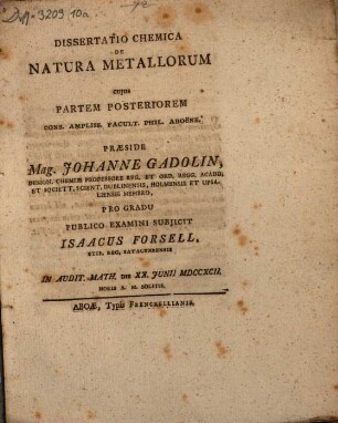 Diss. chem. de natura metallorum, Pars posterior