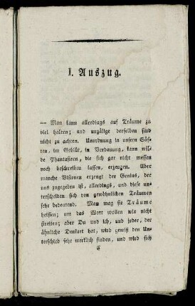 I. Auszug. - V. Auszug.