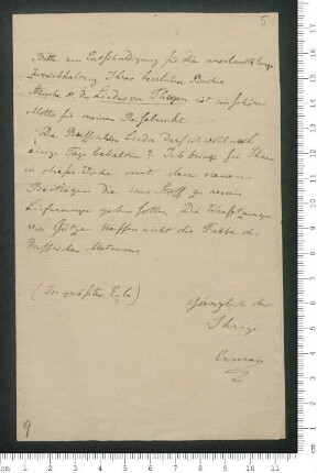 Brief von Adolf Erman an Adelbert von Chamisso