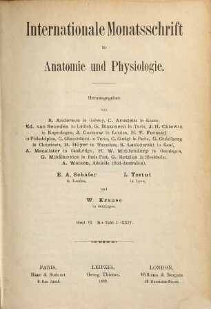 Internationale Monatsschrift für Anatomie und Physiologie. 6, 6. 1889