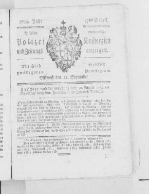 37tes Stück., Ausgabe vom 11. September 1782