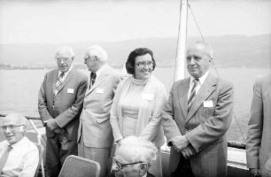 31. Tagung 1981 (29.6.-3.7.) Mediziner; Maikäferrede an Bord: Sir John C. Eccles, Adolf Butenandt, Rosalyn Yalow, Ernst O. Fischer; sitzend Renato Dulbecco, Sir Hans A. Krebs