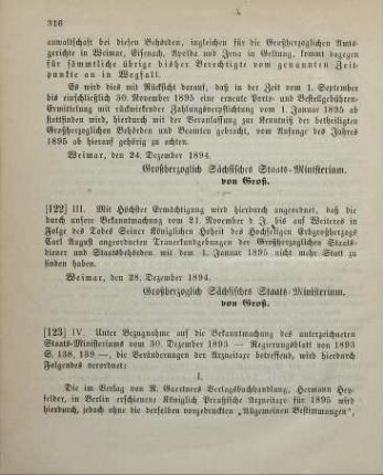 123. Ministerial-Bekanntmachung, betreffend die Arzneitaxe für 1895