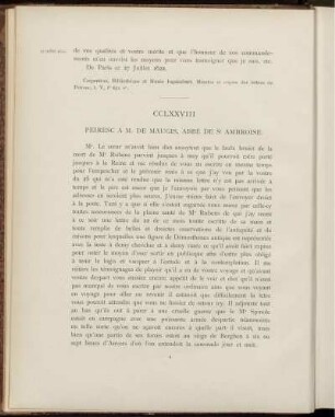 CCLXXVIII. Peiresc à Claude Maugis, abbé de St-Ambroise. Paris 27 juillet 1622