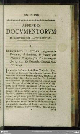 Appendix Documentorum Infeodationem Illustrantium