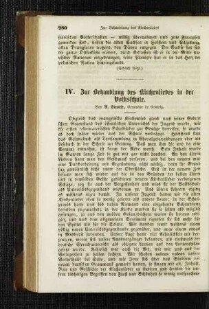Zur Behandlung des Kirchenliedes in der Volksschule