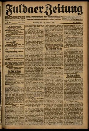 Erste Ausgabe vom Samstag, den 20. Januar 1917.