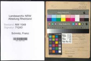 Entnazifizierung Franz Schmitz , geb. 07.12.1891 (Dentist)