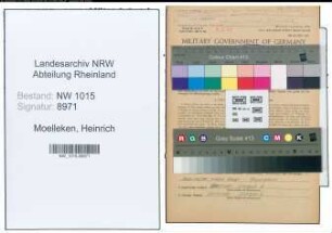 Entnazifizierung Heinrich Moelleken , geb. 06.07.1883 (Monteur)