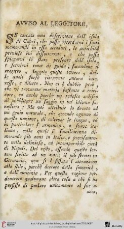 Avviso al leggitore