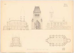 Kirche: Grundriss, Ansichten, Schnitte