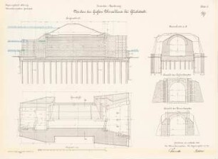 Große Rhinschleuse, Glückstadt: Ansichten, Grundriss, Schnitte 1:100