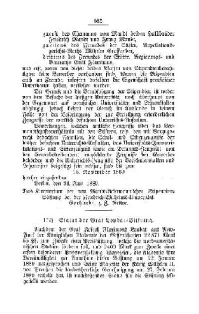 Statut der Graf Loubat-Stiftung : [II. Universitäten, Akademien etc.]