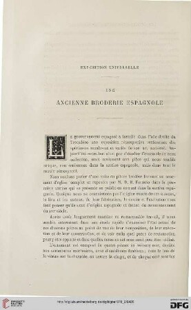 2. Pér. 18.1878: Une ancienne broderie espagnole : exposition universelle