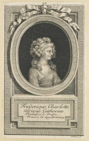 Bildnis der Friederique Charlotte Ulrique Catherine, Princesse de Prusse, Prieure de Quedlinbourg