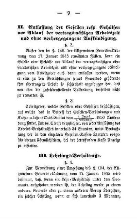 II. Entlassung der Gesellen resp. Gehülfen vor Ablauf der vertragsmäßigen Arbeitszeit und ohne vorhergegangene Aufkündigung