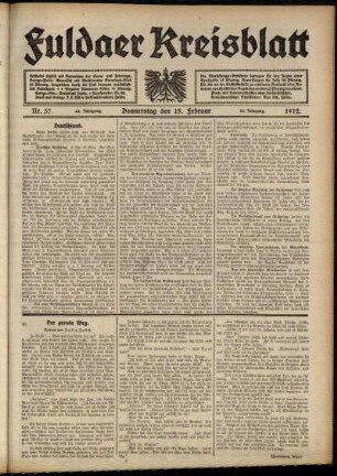 Ausgabe vom Donnerstag, den 15. Februar 1912.