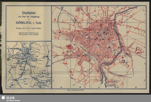 Stadtplan und Plan der Umgebung von Görlitz, i. Schl.