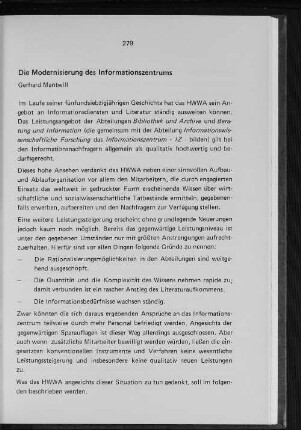 Die Modernisierung des Informationszentrums