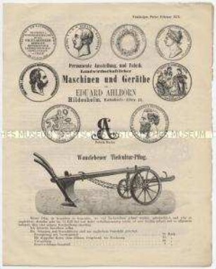 Landwirtschaftliche Maschinen der Firma Eduard Ahlborn