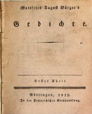 Gottfried August Bürger's Gedichte. 1