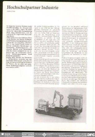 Hochschulpartner Industrie : Intensivierung + Design