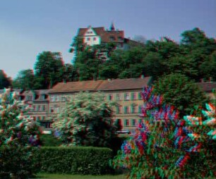 Wasserläufe Freiberg: Nossen, Gebäude an der Talstraße und Burg