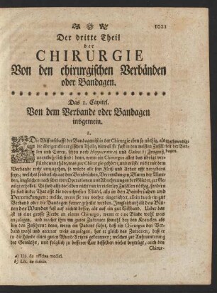 Der dritte Theil der Chirurgie Von den chirurgischen Verbänden oder Bandagen.
