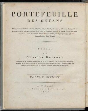 6: Portefeuille Des Enfans. Volume Sixième