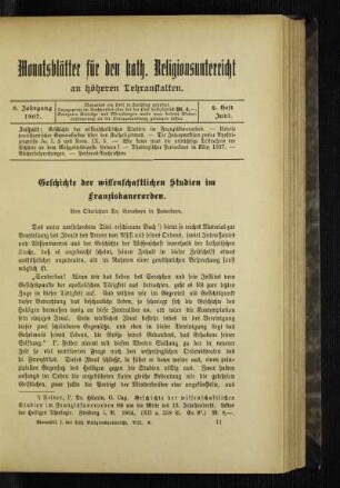 Geschichte der wisschenschaftlichen Studien im Franziskanerorden