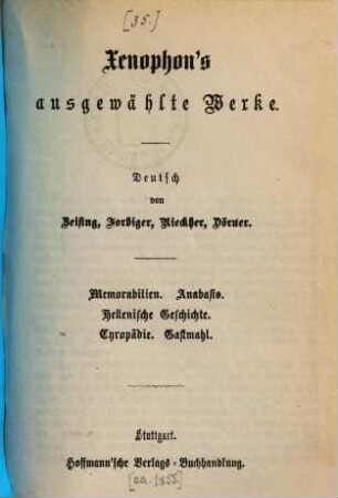 Xenophon ́s ausgewählte Werke, 1.. Memorabilien