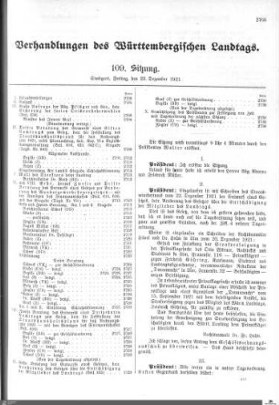 109. Sitzung, Stuttgart, 23.12.1921
