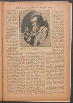 Por qué murió Metchnikoff