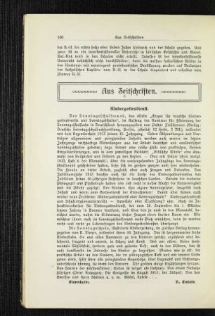 Aus Zeitschriften : Kindergottesdienst