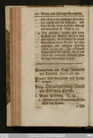 Evangelium am Tage Johannis des Täufes. Luc. I, 57 - 80.