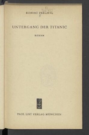 Untergang der Titanic : Roman