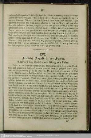 XVI. Friedrich August I., der Starke, Churfürst von Sachsen und König von Polen