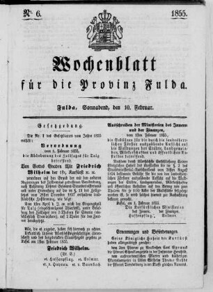 Nr. 6, Ausgabe vom 10. Februar 1855