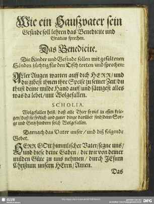 Wie ein Hauszvater sein Gesinde soll lehren das Benedicite und Gratias sprechen