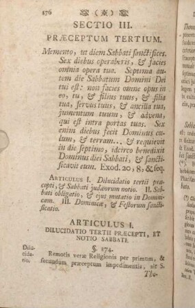 Sectio III. Praeceptum Tertium.