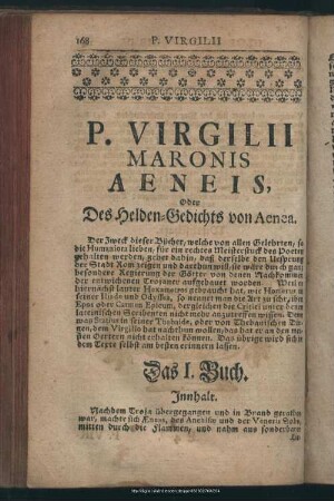 P. Virgilii Maronis Aeneis, Oder Des Helden-Gedichts von Aenea