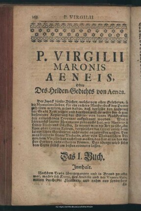 P. Virgilii Maronis Aeneis, Oder Des Helden-Gedichts von Aenea