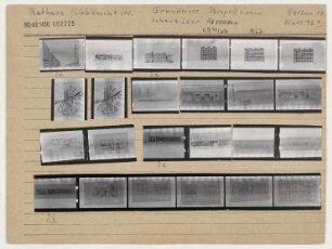 Schaubilder, Ansichtszeichnungen und Grundrisse der Rathauspassagen und des Liebknechtriegels. Berlin, Mitte, Rathausstraße/Liebknechtstraße (ehem. Kaiser-Wilhem-Straße, heute Karl-Liebknecht-Straße)/Rochstraße (ehem. Littenstraße, ehem. Neue Friedrichstraße)